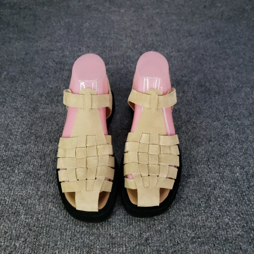 Flattered Gigi Sandal Womens Size EU 36 US 6 Beige Black Gladiator Strap Summer